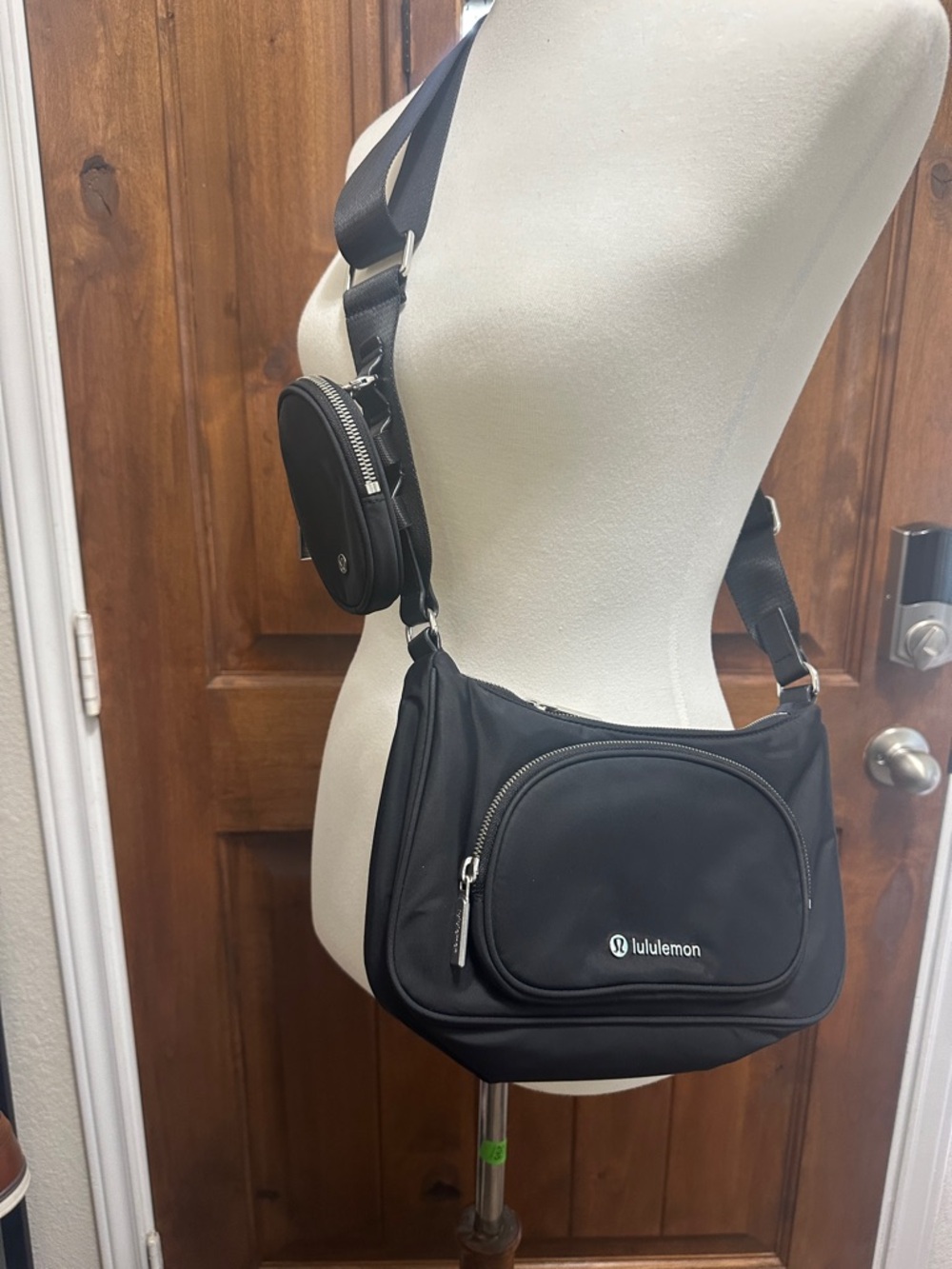 lululemon Black Messenger Crossbody Bag with Removable Pouch